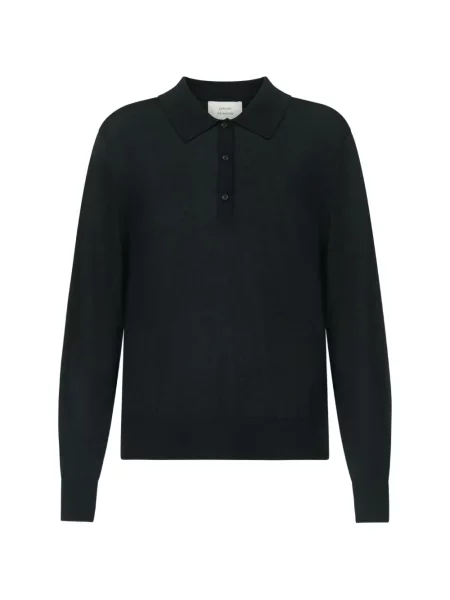Lung tricou polo Loulou De Saison negru