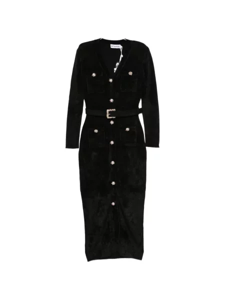 Cu centură rochie midi Self-portrait negru