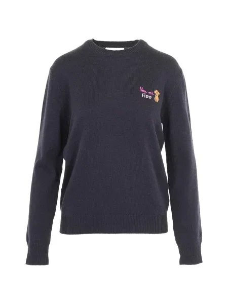 Pulover Mc2 Saint Barth cu broderie cu decolteu rotund albastru