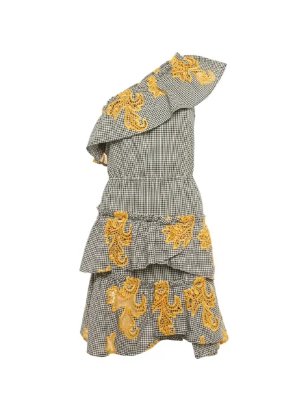 Sukienka midi Sandro w kratkę do kolan garniturowa czarna