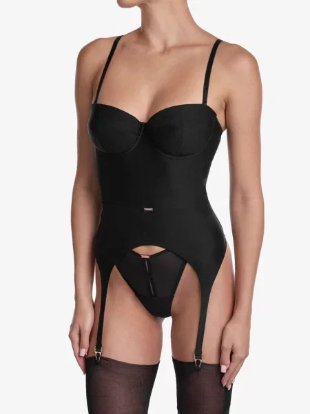 Женский корсет с пажами для чулок чорні