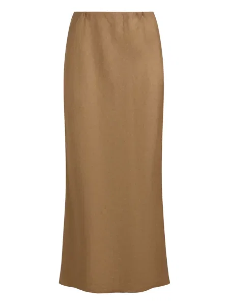 Lniana spódnica maxi 12 Storeez brązowa
