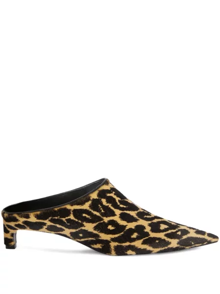Papuci tip mules Jil Sander cu imagine cu model leopard maro