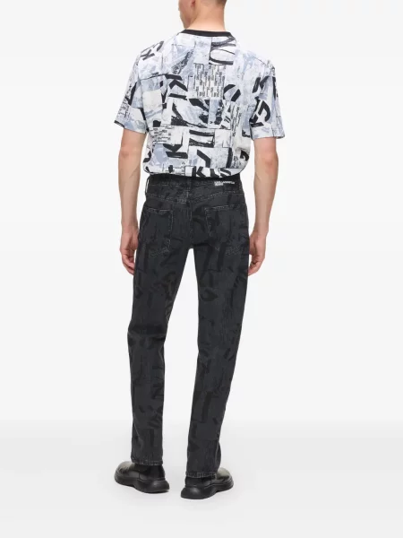 Blugi Karl Lagerfeld Jeans cu imagine negru
