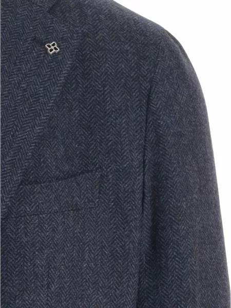 Sacou Tagliatore tricotate cu model herringbone albastru