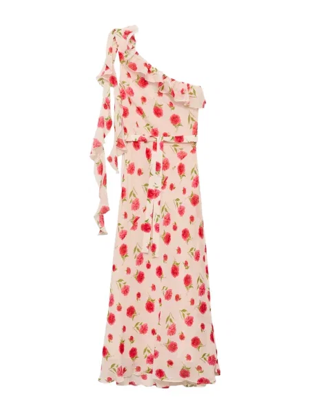 MANGO Rochie ROSE verde / roz pastel / roz închis roșu