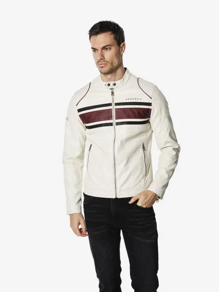 KOROSHI Geacă de primăvară-toamnă roșu vin / negru / murdar alb