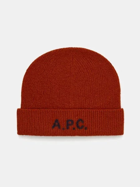 Вълнена шапка A.P.C. bonnet harry кафяво от вълна оранжево
