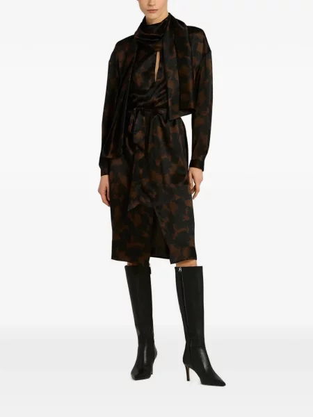 Rochie midi Kiton cu imagine cu imprimeu abstract negru