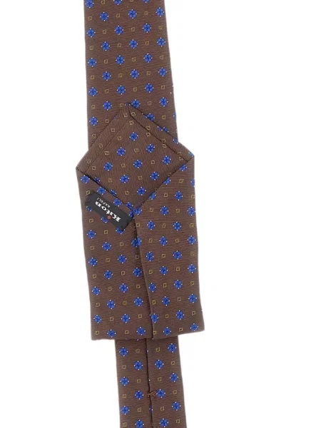Cravată Kiton cu model floral maro