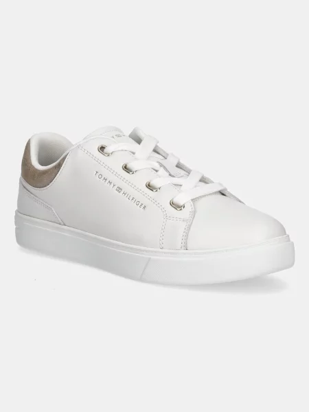 Кожени маратонки Tommy Hilfiger CASUAL CUPSOLE SNEAKER бяло