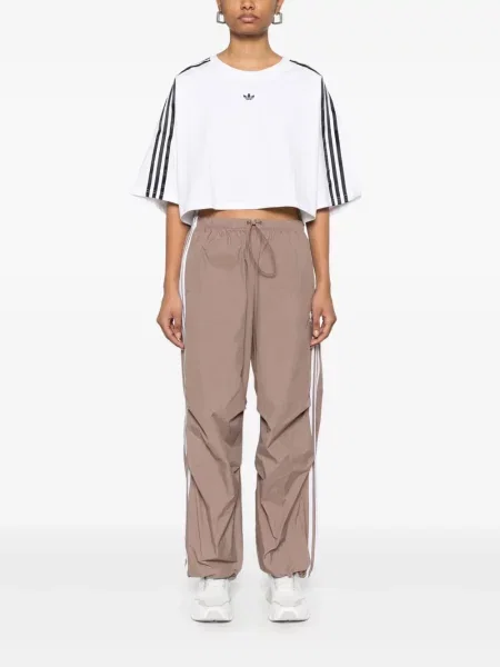 Тениска Adidas на райета кафяво