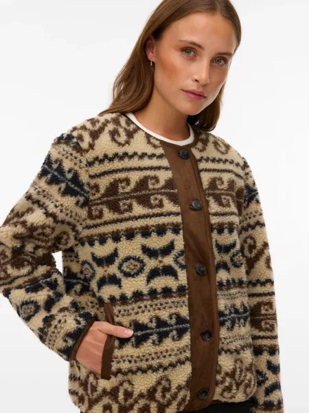 VERO MODA Prechodná bunda VMLINDAU čokoládová / kapučíno / tmavohnedá