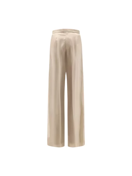 Jedwabne szerokie spodnie Max Mara beżowe