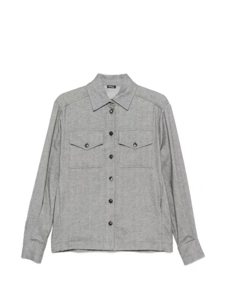 Cămașă Kiton cu model herringbone gri