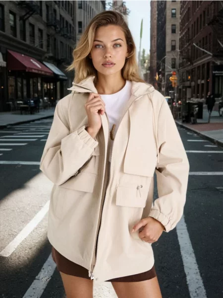 Парка з капюшоном та твіловими нюдовий