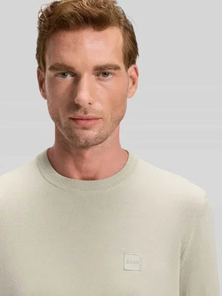 BOSS Orange sweter z domieszką wełny beżowy lekki brązowy