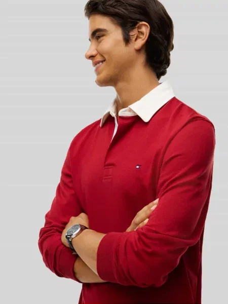 Koszulka polo o kroju relaxed fit z czystej bawełny Tommy Hilfiger czerwona