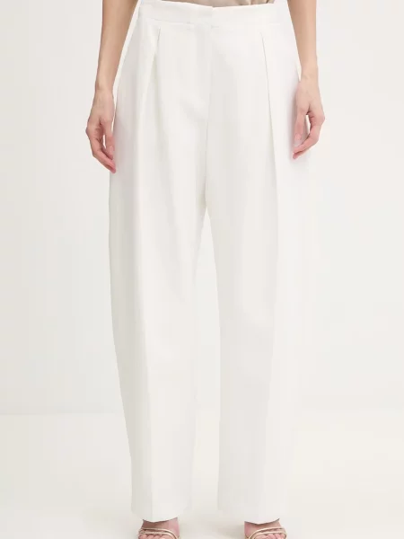 Karl Lagerfeld hlače z lanom Karl Lagerfeld Studio bela