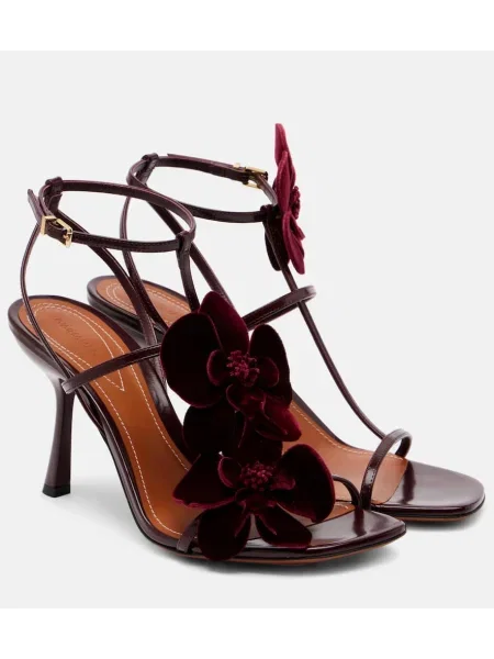 Sandale Zimmermann de catifea cu model floral negru