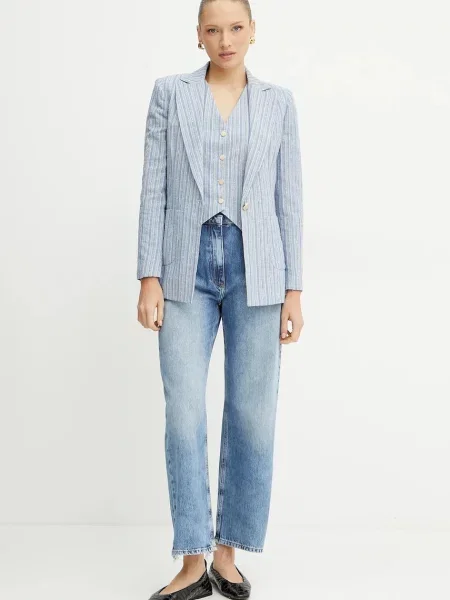 Піджак з домішкою льону Fracomina однобортний візерунок