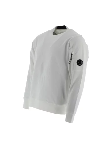 Lniana bluza polarowa C.p. Company z dekoltem w kształcie litery U casual biała