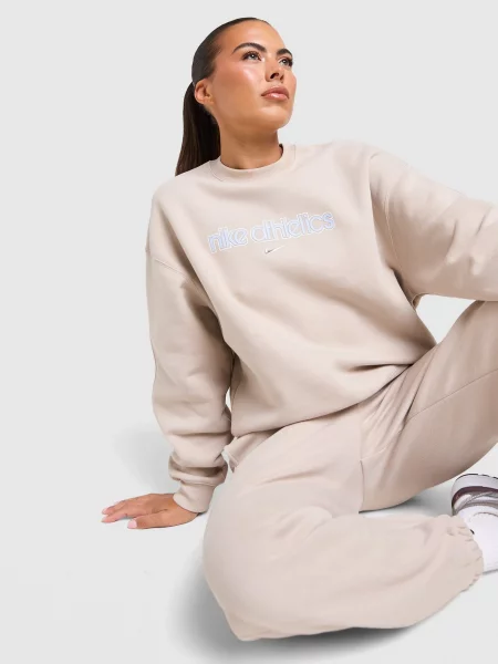 Nike Bluza W Nk Studio Fleece Os Crew Gls beżowa