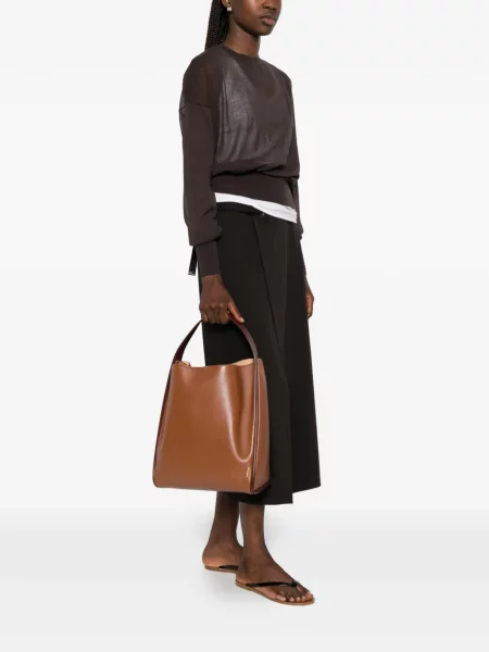 Geantă shopper Jil Sander din piele maro