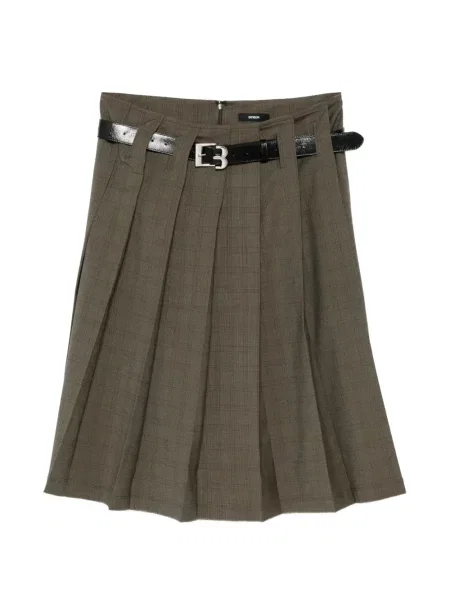 Fustă midi Bonbom în carouri maro