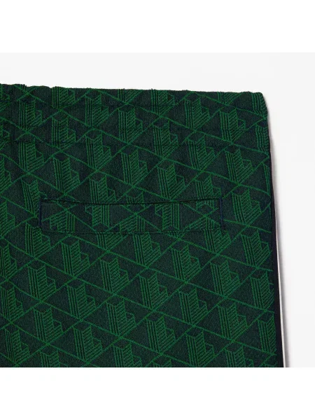 Lacoste Spodnie Dresowe Paris Monogram Jacquard brązowe