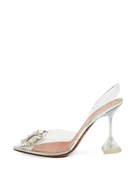 Sandale Amina Muaddi slingback alb