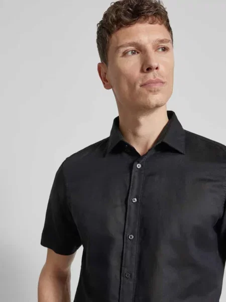 Koszula casualowa o kroju slim fit z mieszanki lnu Jake*s czarna