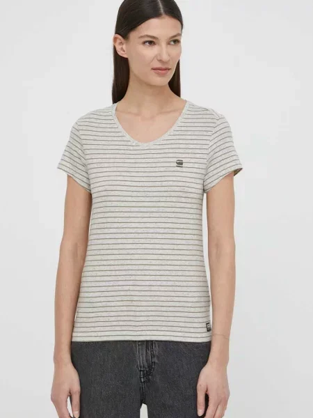 G-Star tričko Stripe Eyben Slim V T šedé