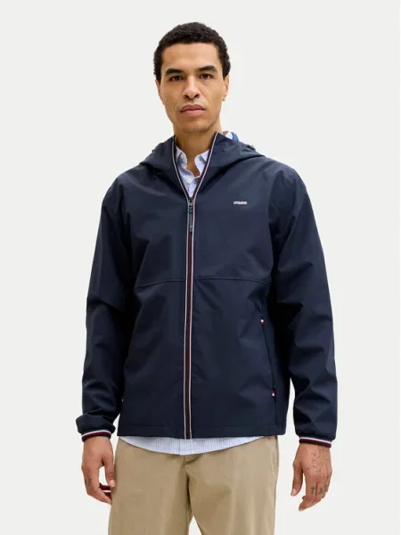 JACK & JONES Prechodná bunda JPRBLUALVES tmavomodrá / červená biela