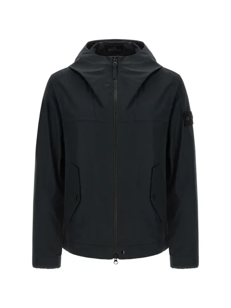 Geacă Stone Island cu glugă cu strasuri negru