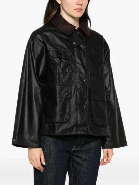 Gulerat geacă Barbour cu broderie de catifea cord negru
