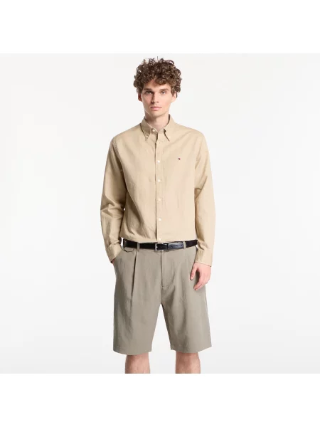 Košile Tommy Hilfiger Linen Blend Solid Btd Rf Shirt Sandalwood L