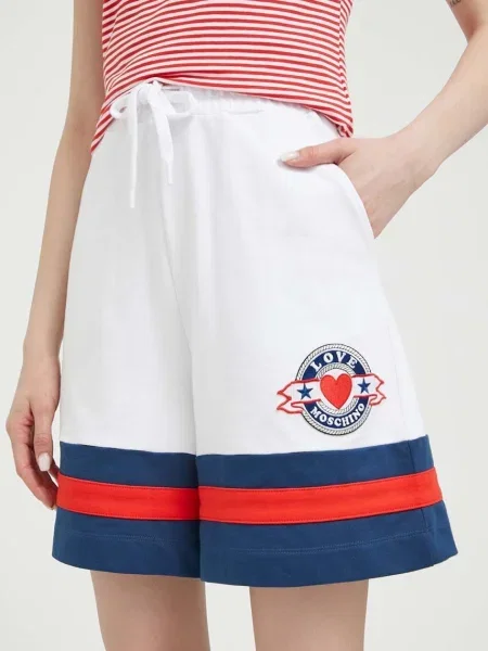 Šortky Love Moschino s aplikací high waist bílá