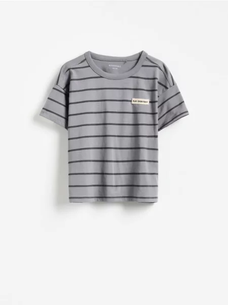 Reserved Tricou din în dungi gri-închis gri