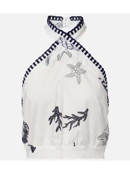 Cropp top Poupette St Barth cu volane cu spatele deschis alb