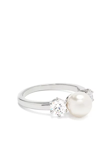 Inel Swarovski cu perle argintiu