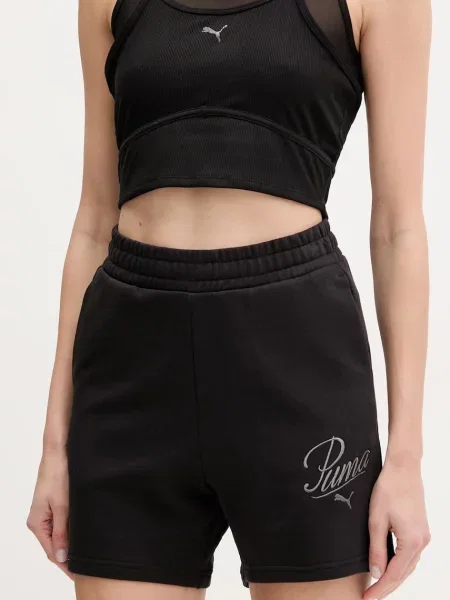 Kraťasy Puma s aplikací high waist černá