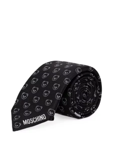 Ursuleț de pluș cravată Moschino de mătase negru