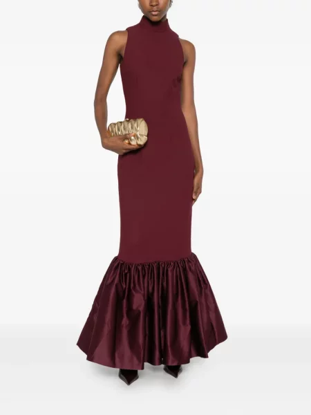 Rochie maxi Rotate Birger Christensen cu volane de costum roșu