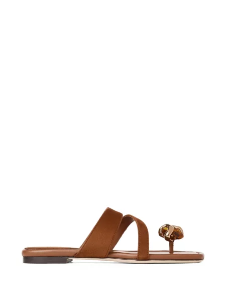 Sandale Jimmy Choo fără toc cu strasuri maro