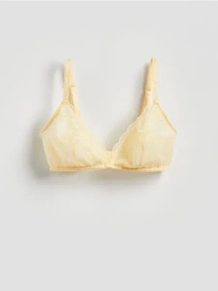 Reserved Сітчастий бюстгальтер з вишивкою світло-жовтий жовтий