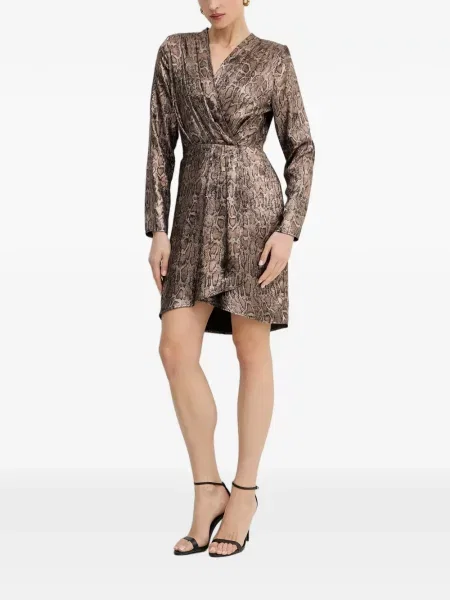 Rochie mini Morgan cu imagine cu model piele de șarpe plic maro
