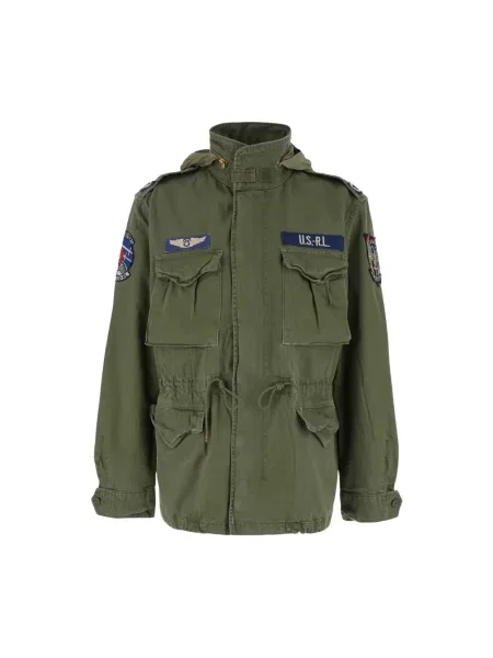 Lekka kurtka Polo Ralph Lauren z naszywkami ze stójką zielona
