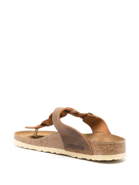 Papuci Birkenstock din piele de căprioară țesuți maro