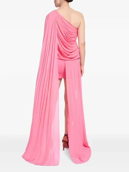 Rochie mini Elie Saab drapată cu un umăr gol roz